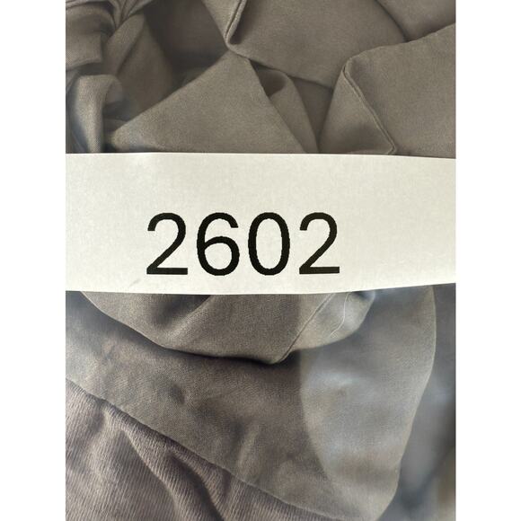 Garnet Hill Size XL Stretch Silk Tie Front Knee Length Wrap Dress Gray V Neck - Picture 10 of 10